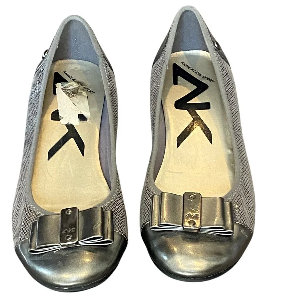AK Anne Klein‎ Sport Metallic Silver Ballet Flats Sz 7 #330K